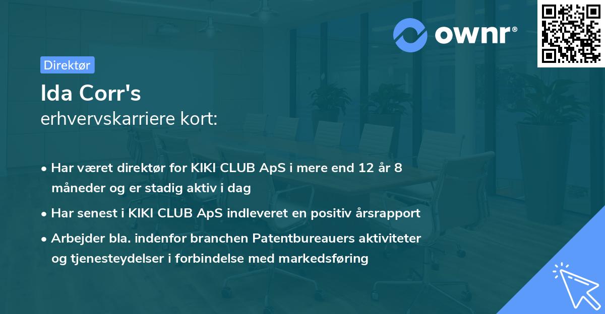 Ida Corr's erhvervskarriere kort