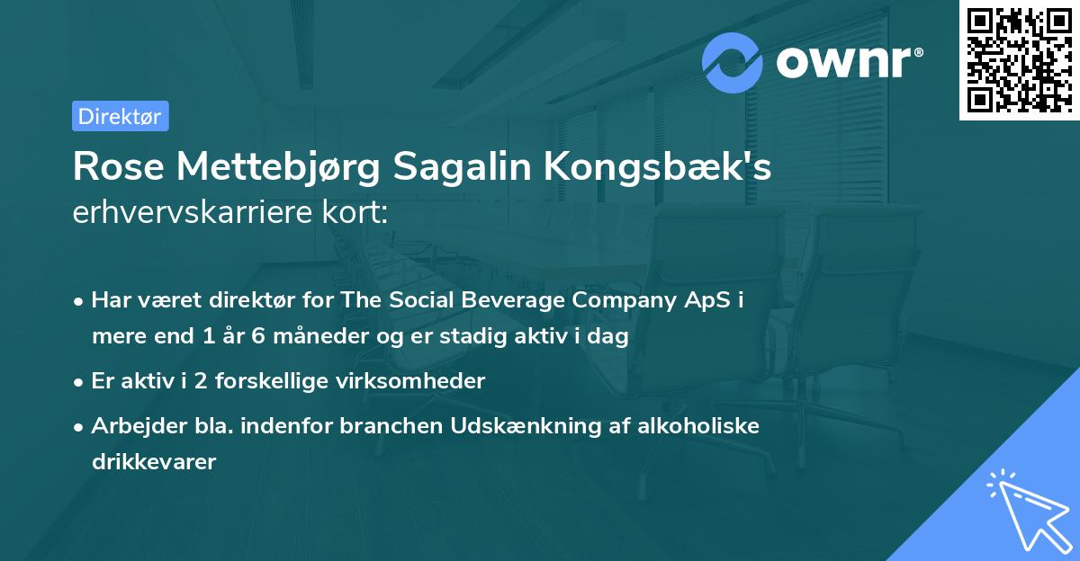 Rose Mettebjørg Sagalin Kongsbæk's erhvervskarriere kort