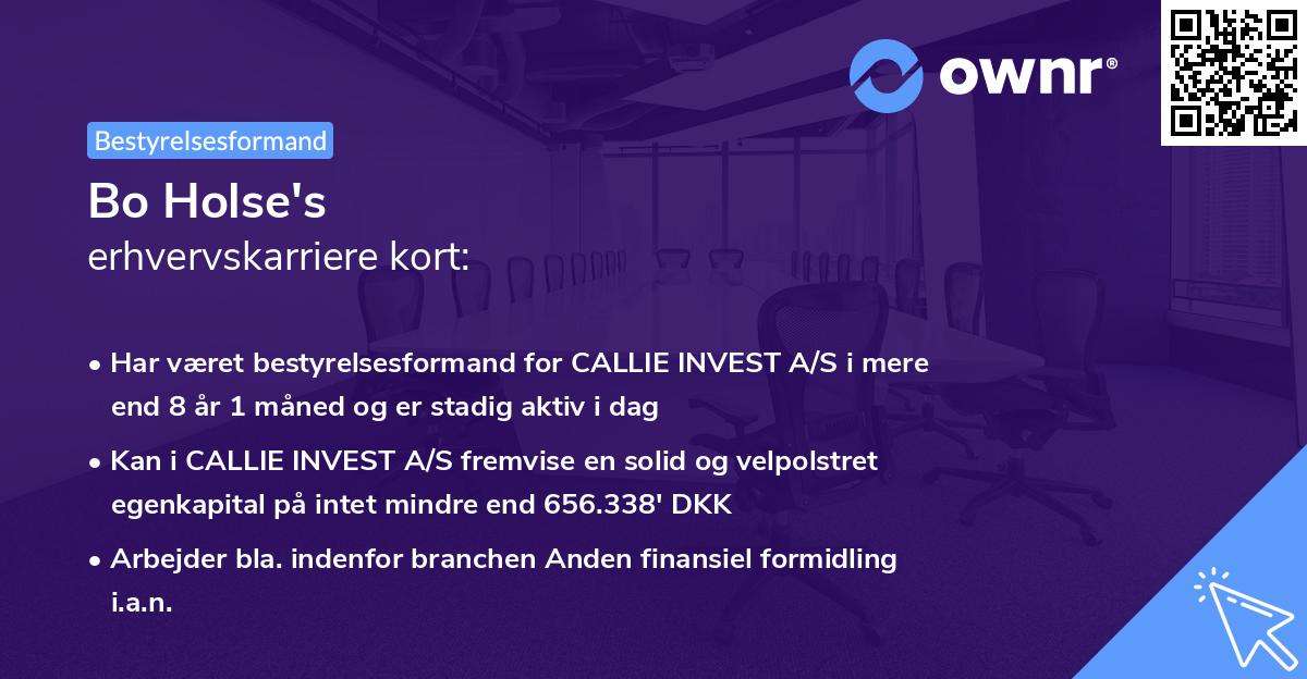 Bo Holse's erhvervskarriere kort