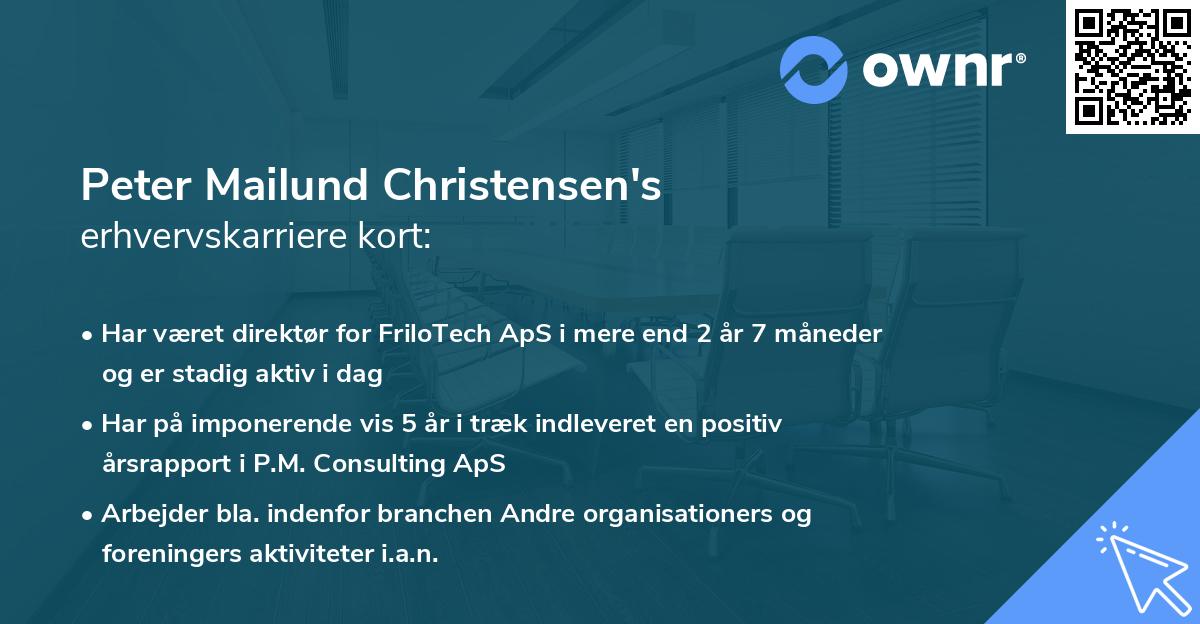 Peter Mailund Christensen's erhvervskarriere kort