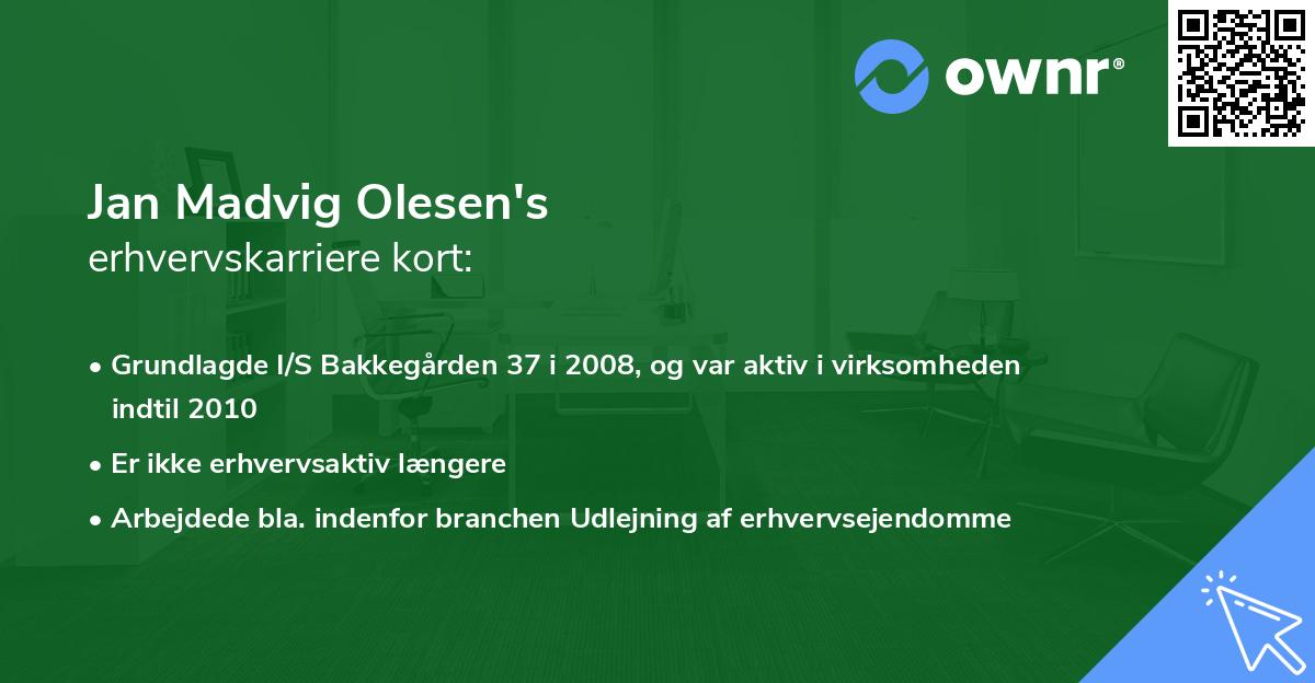 Jan Madvig Olesen's erhvervskarriere kort