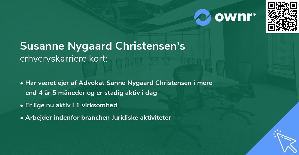 Susanne Nygaard Christensen's erhvervskarriere kort