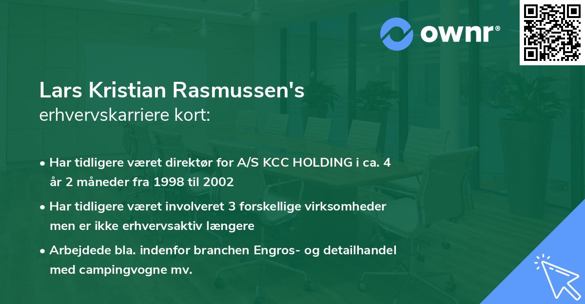 Lars Kristian Rasmussen's erhvervskarriere kort