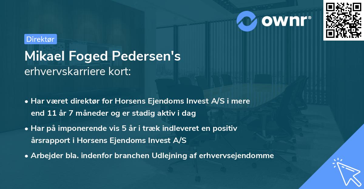 Mikael Foged Pedersen's erhvervskarriere kort