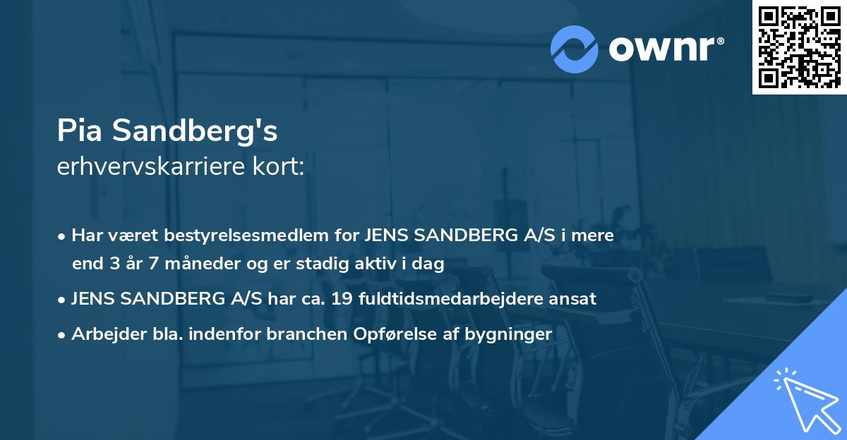 Pia Sandberg's erhvervskarriere kort