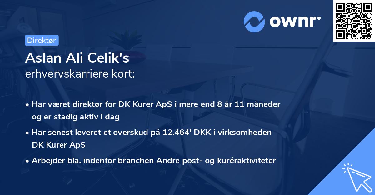Aslan Ali Celik's erhvervskarriere kort