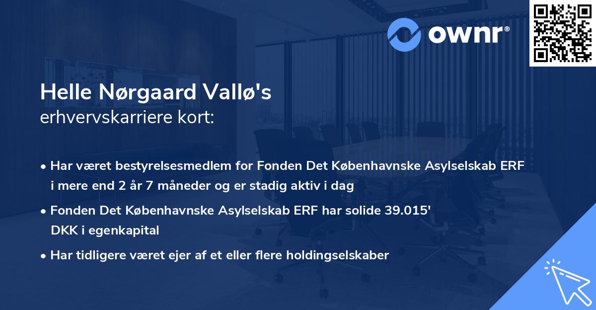 Helle Nørgaard Vallø's erhvervskarriere kort