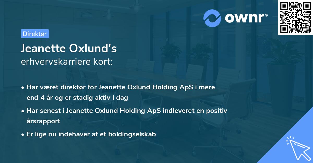 Jeanette Oxlund's erhvervskarriere kort