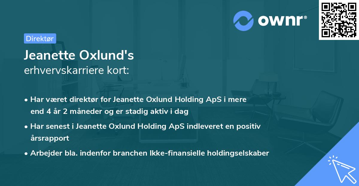 Jeanette Oxlund's erhvervskarriere kort