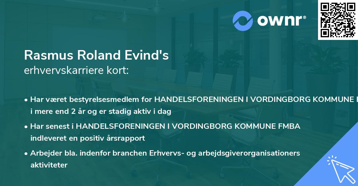 Rasmus Roland Evind's erhvervskarriere kort