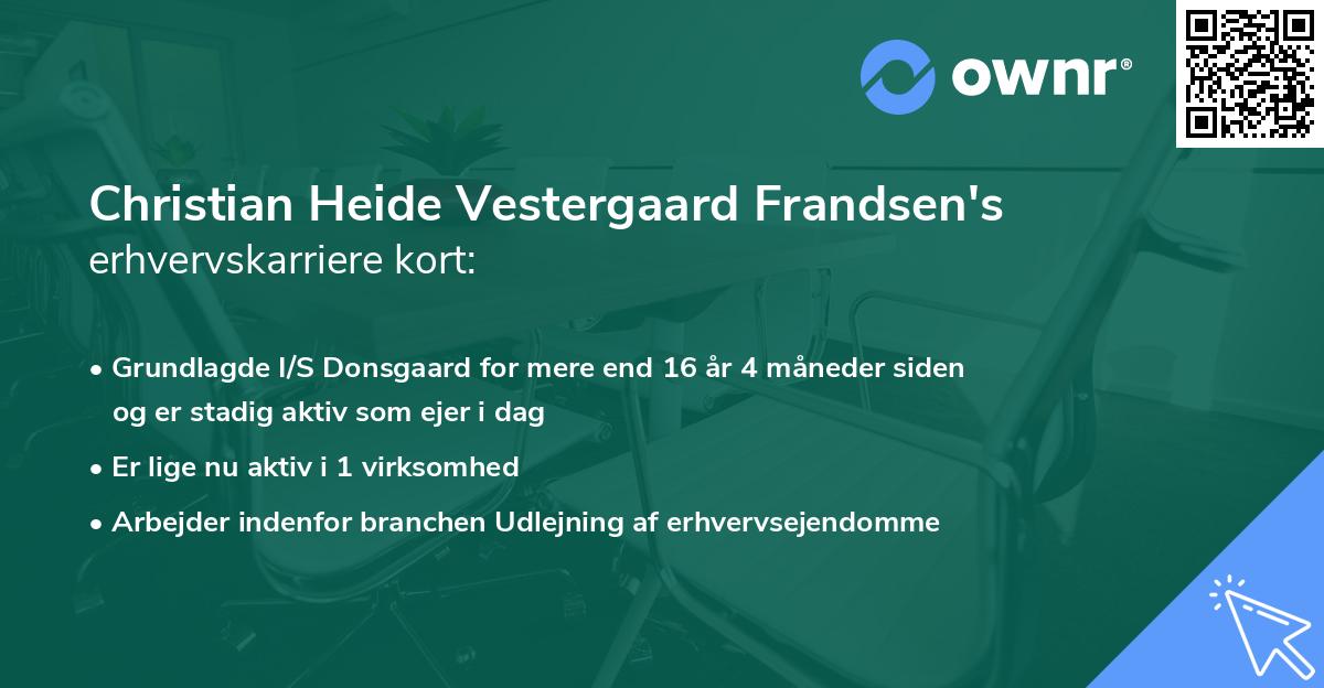 Christian Heide Vestergaard Frandsen's erhvervskarriere kort
