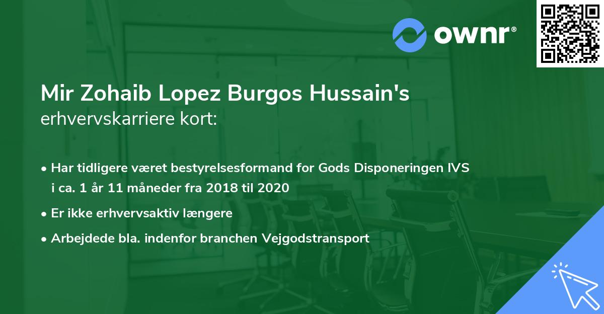 Mir Zohaib Lopez Burgos Hussain's erhvervskarriere kort