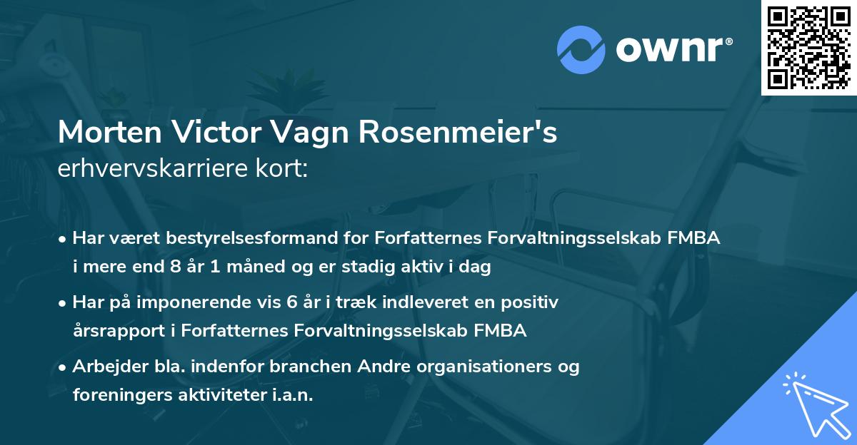 Morten Victor Vagn Rosenmeier's erhvervskarriere kort