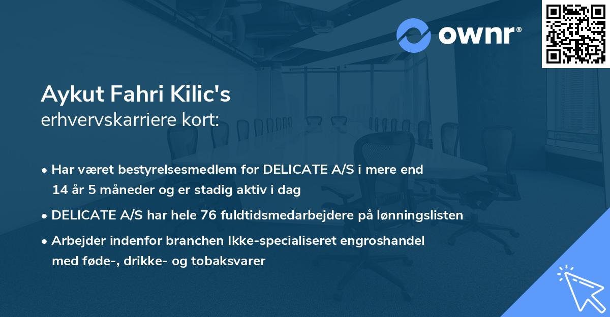 Aykut Fahri Kilic's erhvervskarriere kort