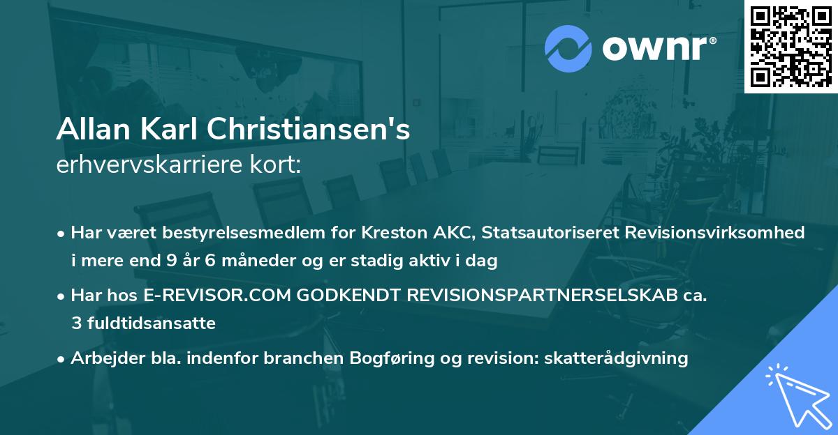 Allan Karl Christiansen's erhvervskarriere kort