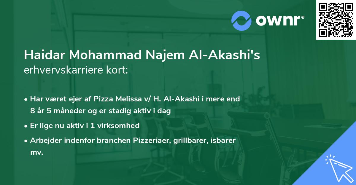 Haidar Mohammad Najem Al-Akashi's erhvervskarriere kort