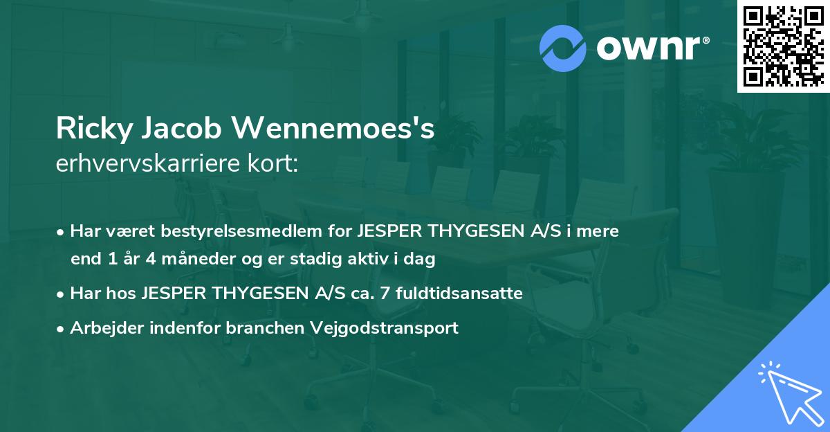 Ricky Jacob Wennemoes's erhvervskarriere kort
