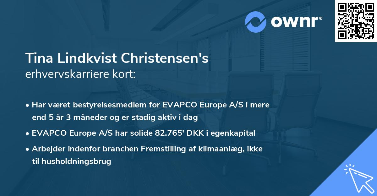 Tina Lindkvist Christensen's erhvervskarriere kort