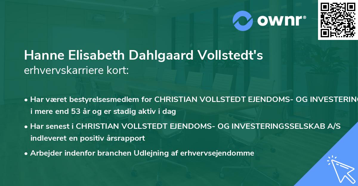 Hanne Elisabeth Dahlgaard Vollstedt's erhvervskarriere kort