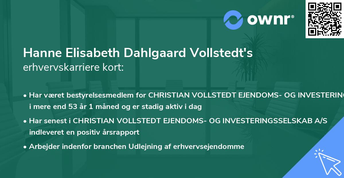 Hanne Elisabeth Dahlgaard Vollstedt's erhvervskarriere kort