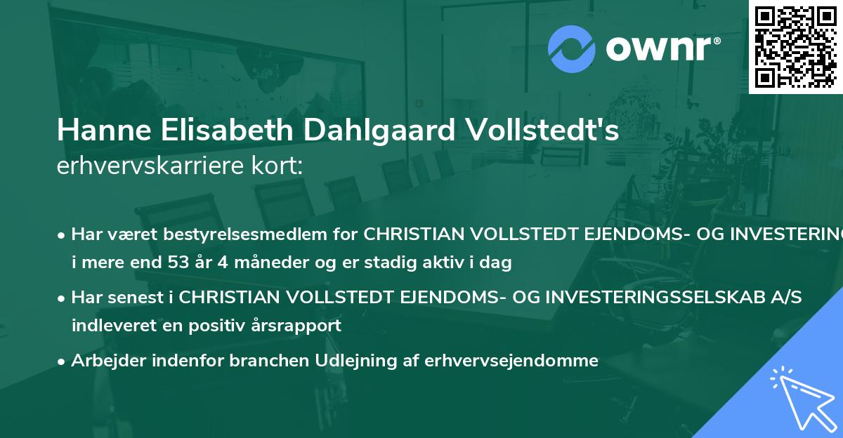 Hanne Elisabeth Dahlgaard Vollstedt's erhvervskarriere kort