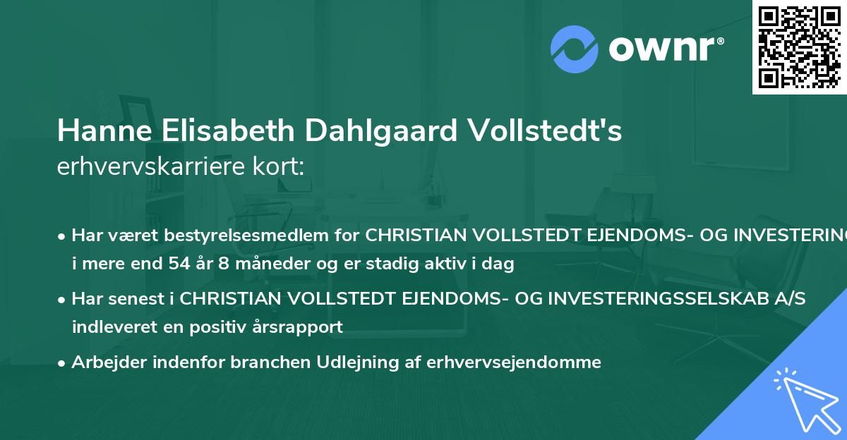 Hanne Elisabeth Dahlgaard Vollstedt's erhvervskarriere kort