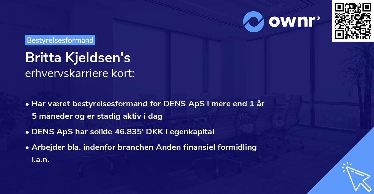 Britta Kjeldsen's erhvervskarriere kort