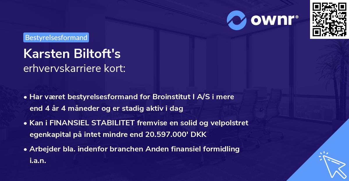 Karsten Biltoft's erhvervskarriere kort
