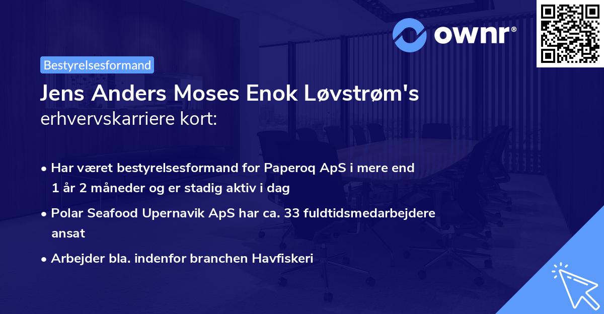 Jens Anders Moses Enok Løvstrøm's erhvervskarriere kort