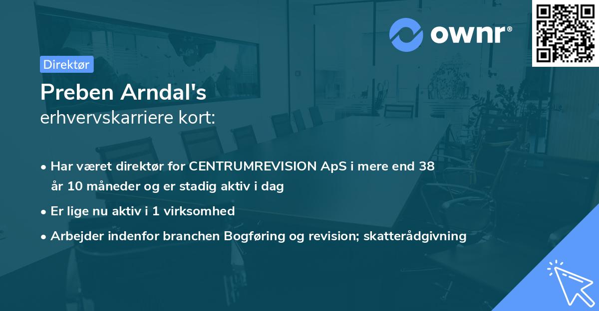 Preben Arndal's erhvervskarriere kort