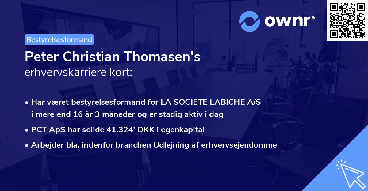 Peter Christian Thomasen's erhvervskarriere kort