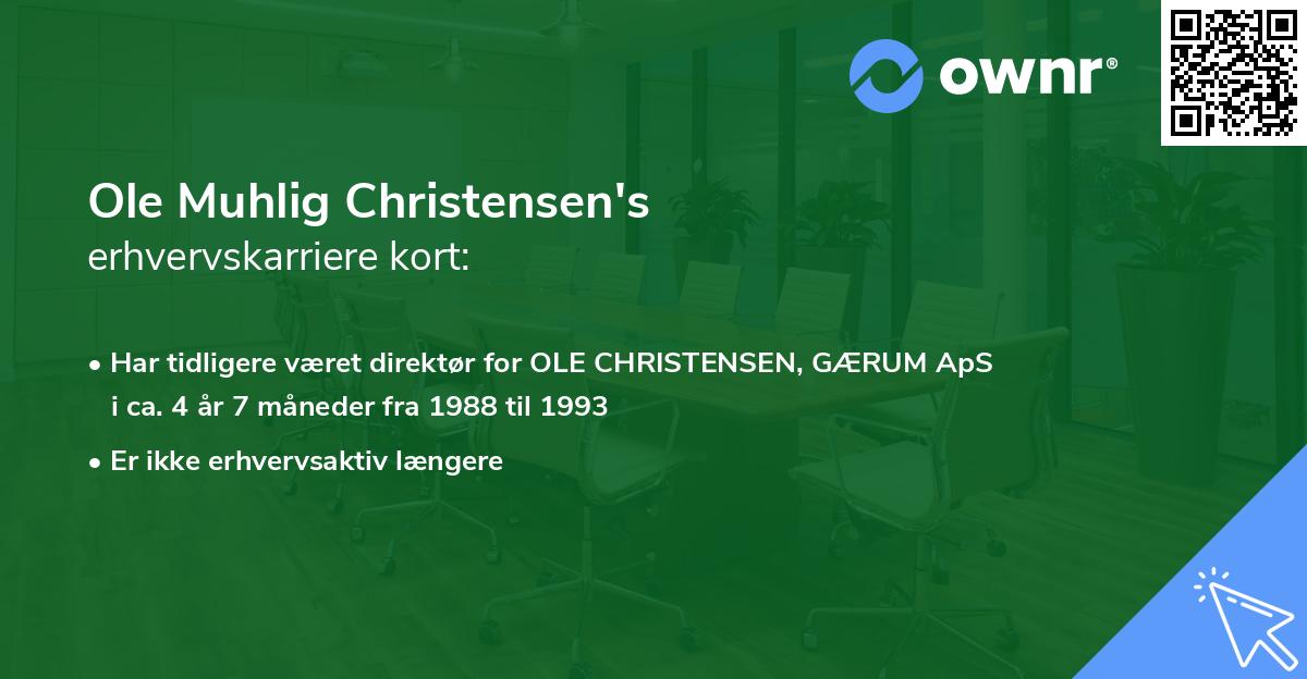 Ole Muhlig Christensen's erhvervskarriere kort