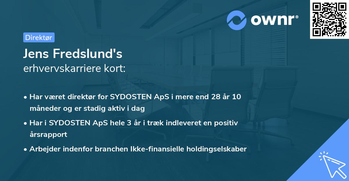 Jens Fredslund's erhvervskarriere kort