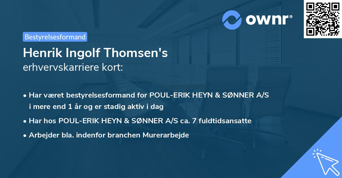 Henrik Ingolf Thomsen's erhvervskarriere kort