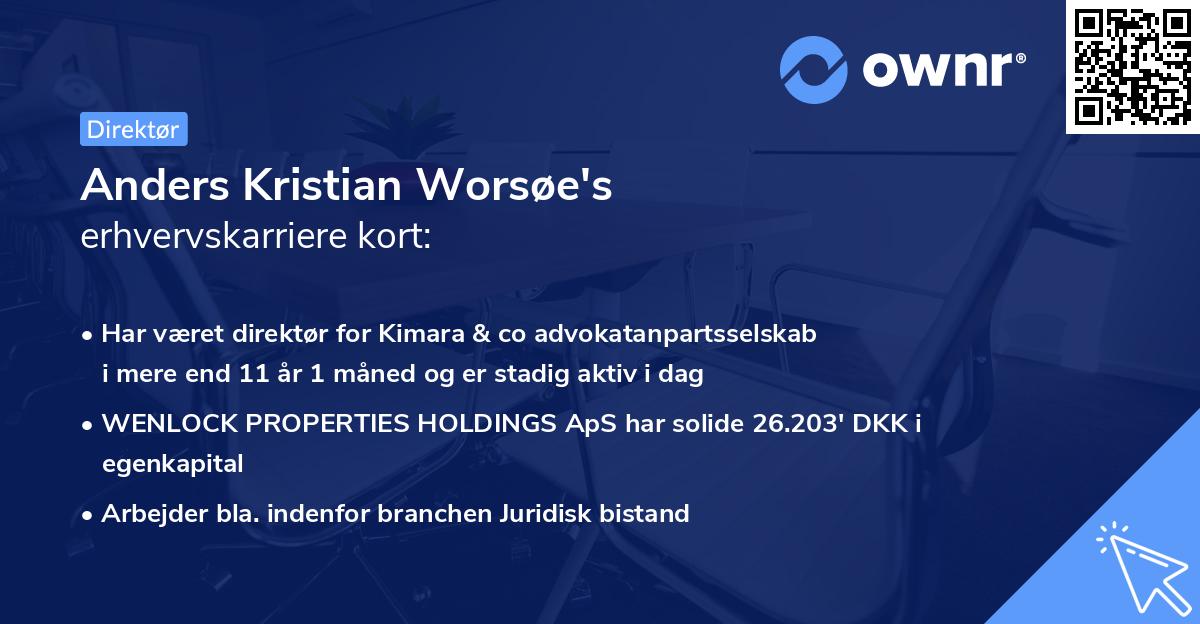 Anders Kristian Worsøe's erhvervskarriere kort