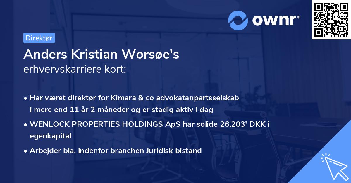 Anders Kristian Worsøe's erhvervskarriere kort