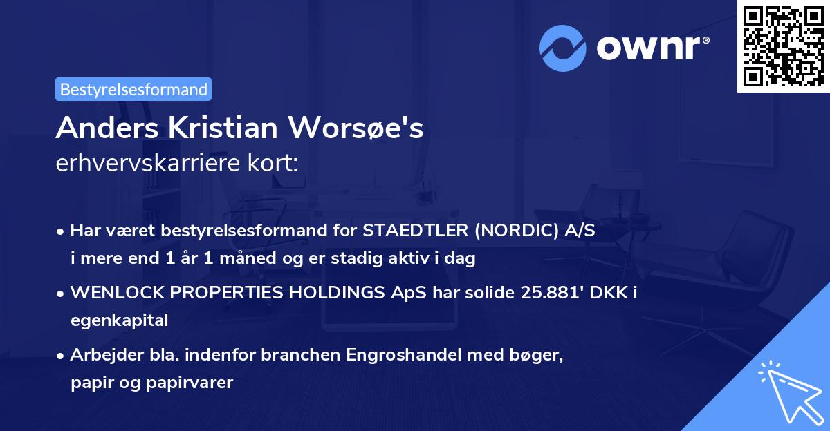 Anders Kristian Worsøe's erhvervskarriere kort