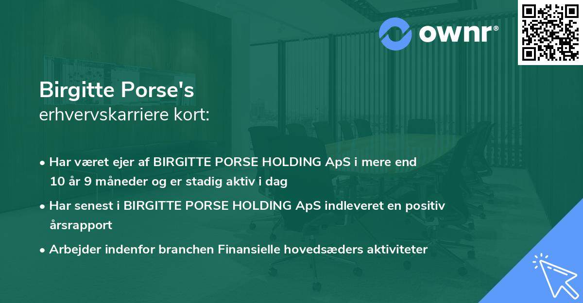 Birgitte Porse's erhvervskarriere kort