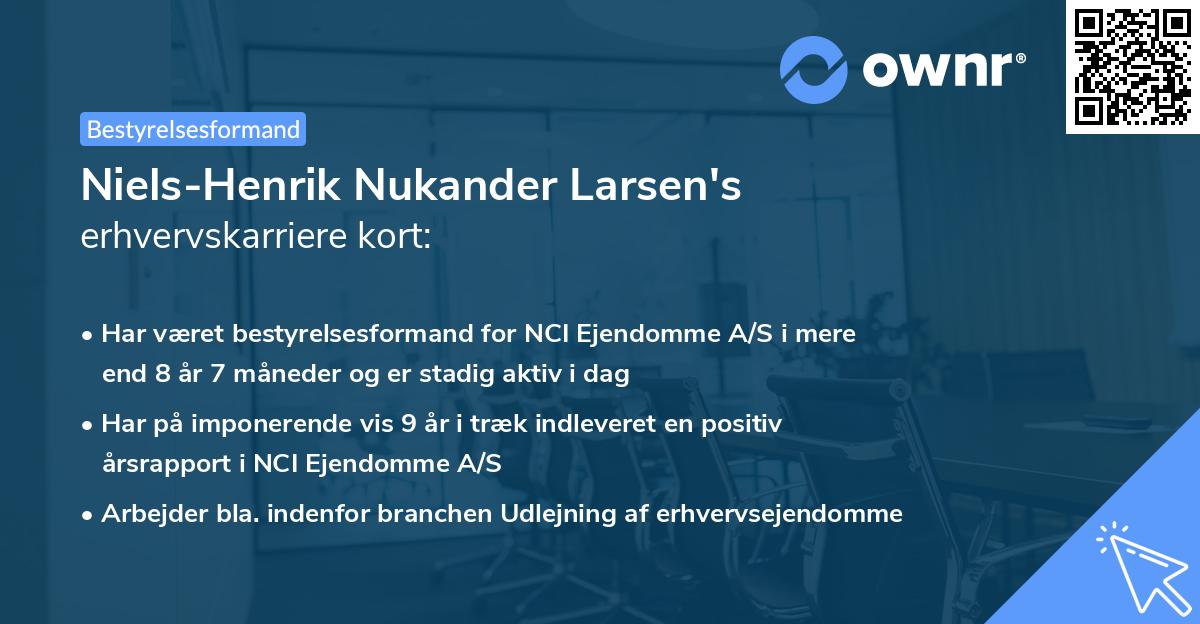 Niels-Henrik Nukander Larsen's erhvervskarriere kort