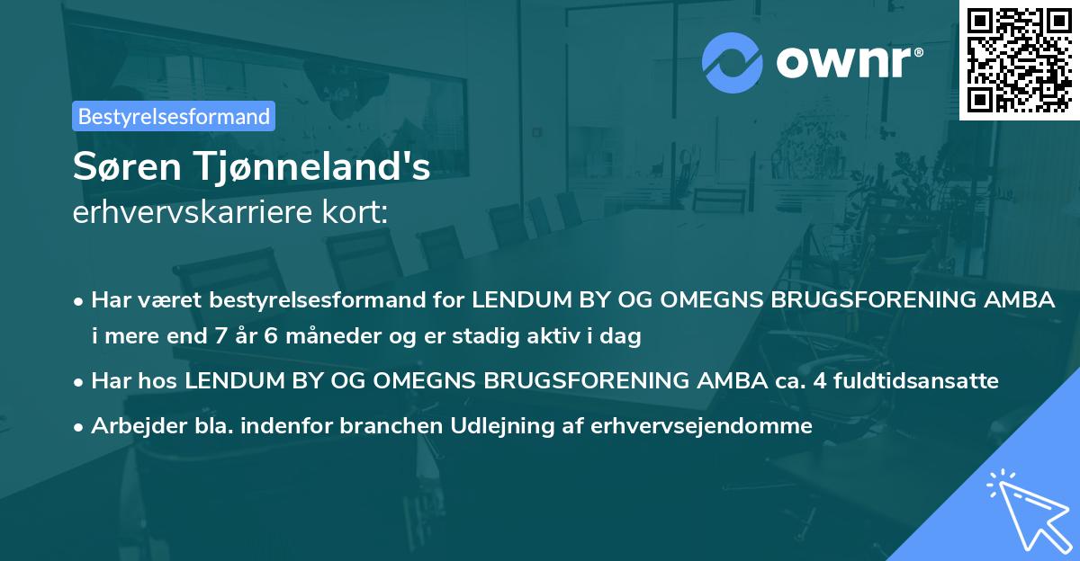 Søren Tjønneland's erhvervskarriere kort