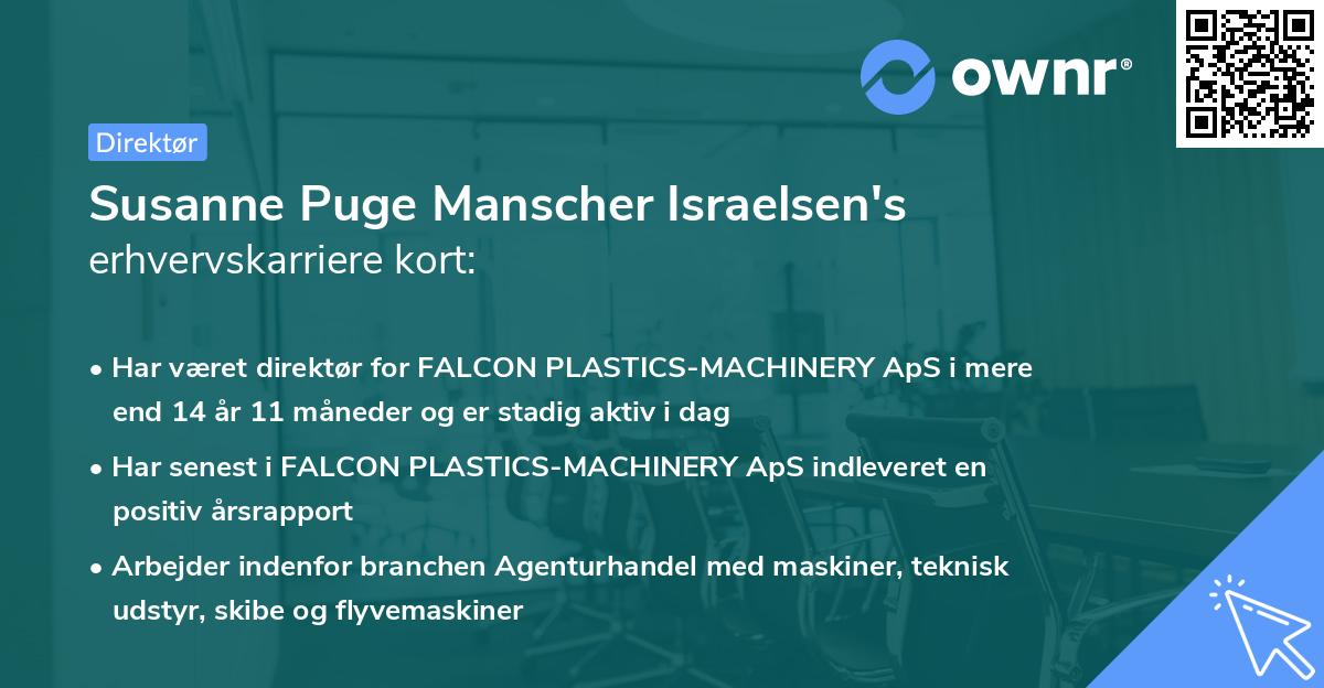 Susanne Puge Manscher Israelsen's erhvervskarriere kort