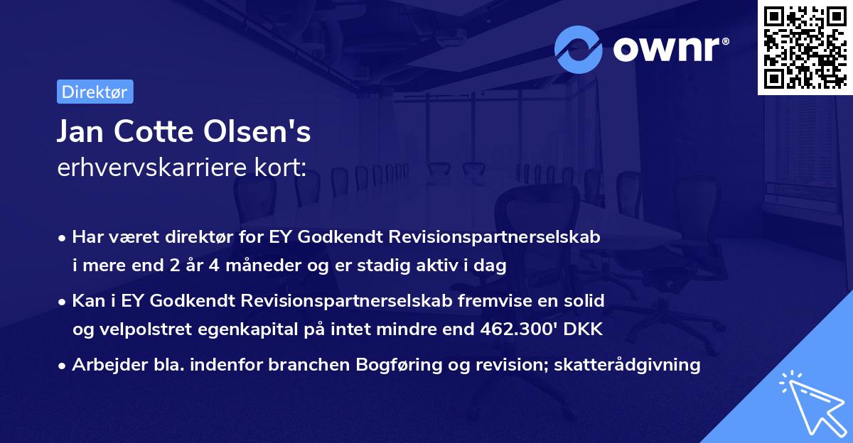 Jan Cotte Olsen's erhvervskarriere kort