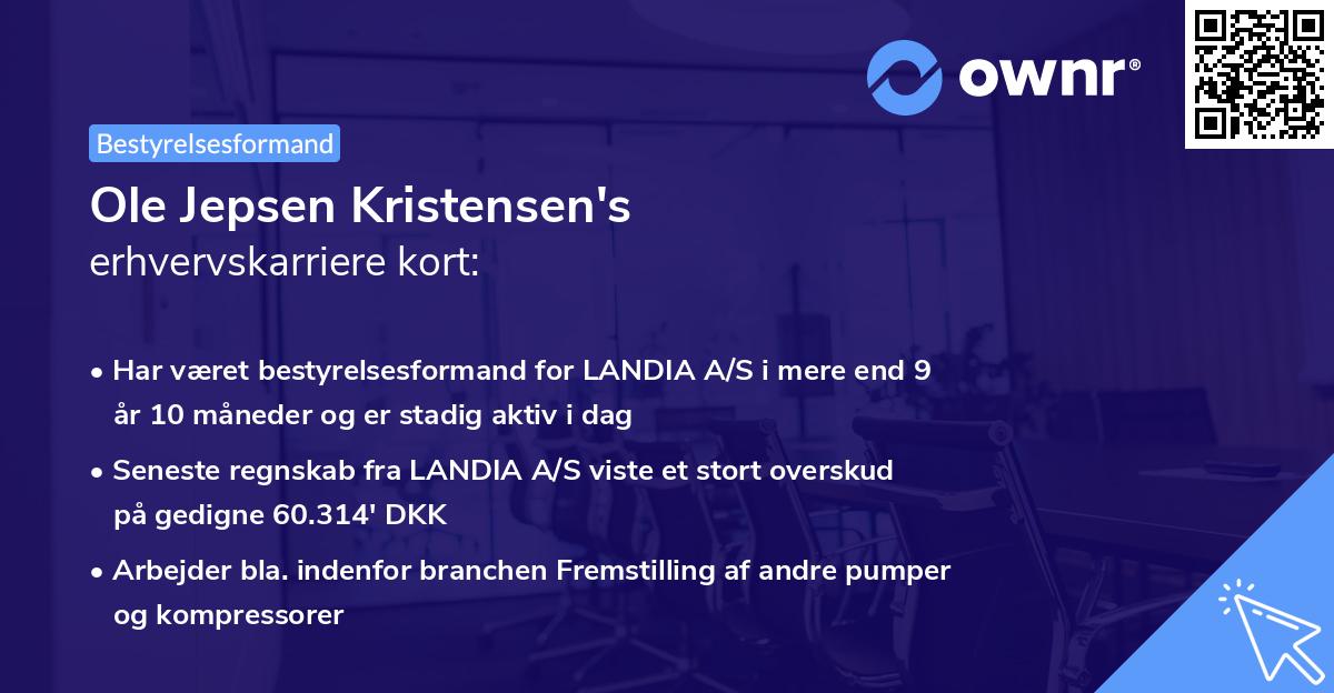 Ole Jepsen Kristensen's erhvervskarriere kort