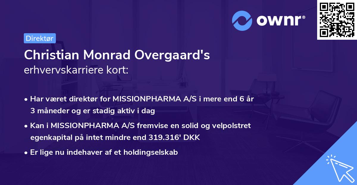 Christian Monrad Overgaard's erhvervskarriere kort