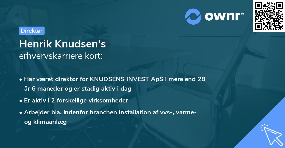 Henrik Knudsen's erhvervskarriere kort