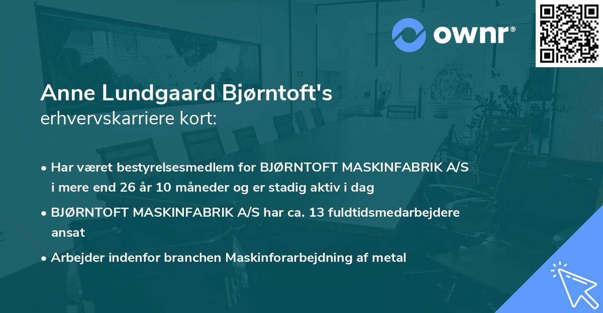 Anne Lundgaard Bjørntoft's erhvervskarriere kort