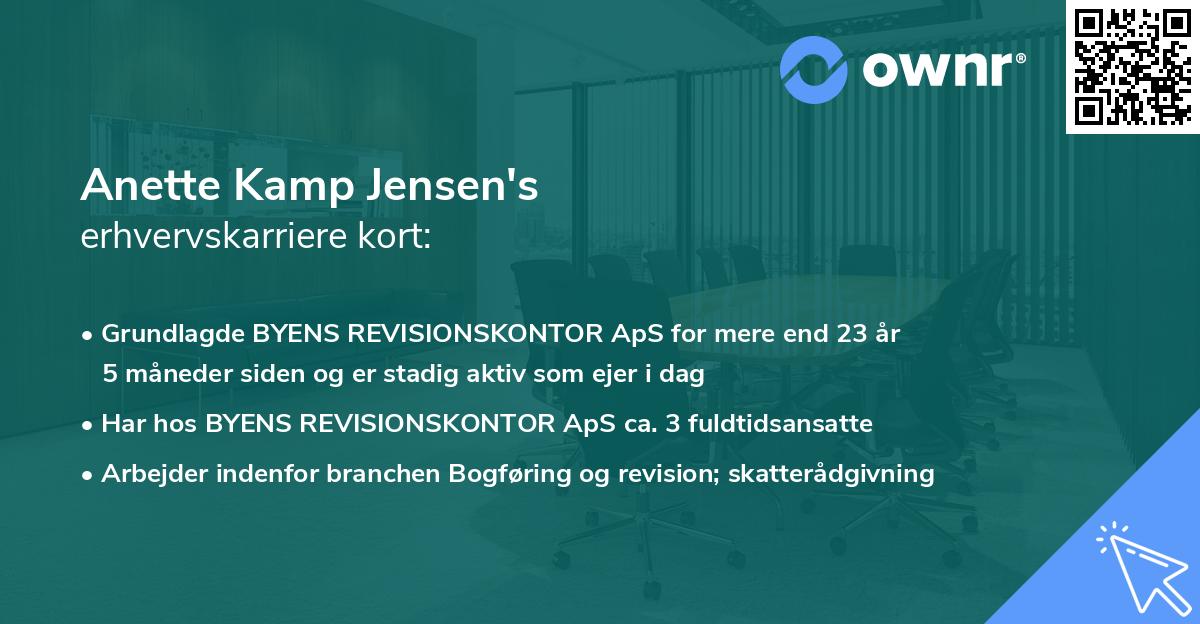 Anette Kamp Jensen's erhvervskarriere kort
