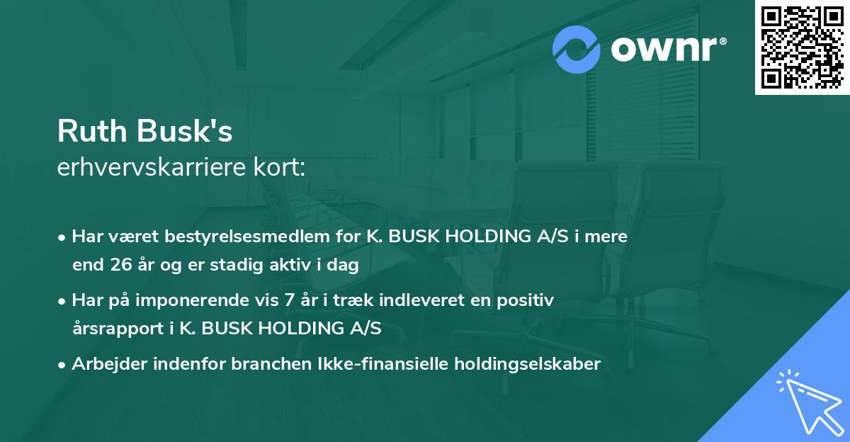 Ruth Busk's erhvervskarriere kort