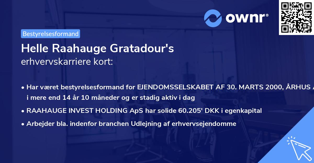 Helle Raahauge Gratadour's erhvervskarriere kort