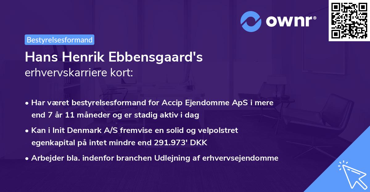Hans Henrik Ebbensgaard's erhvervskarriere kort